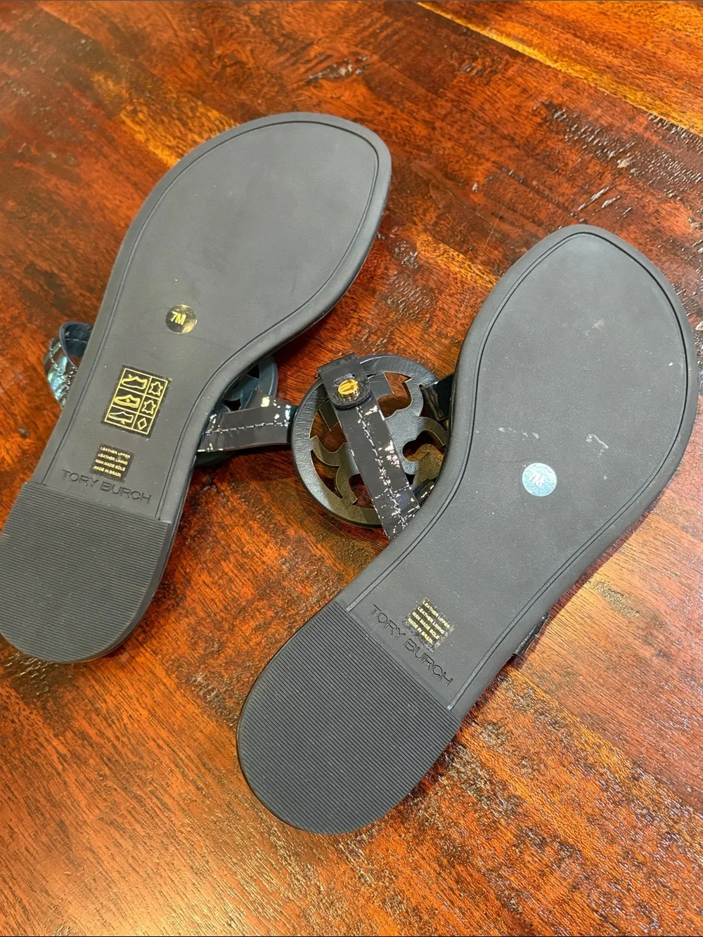 Tory Burch Miller Sandals Dark Navy Blue Patent Leather size 7 - Picture 6 of 9